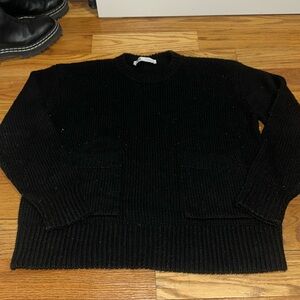 Zara black oversized front pocket sweater